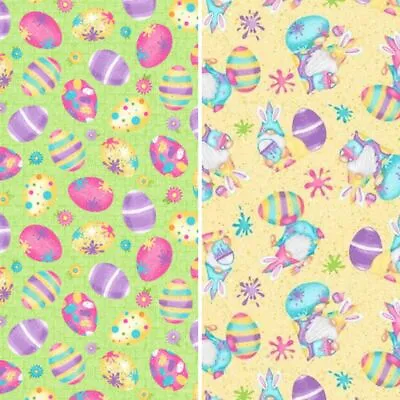 Hoppy Gnomies - Henry Glass Fabrics 100% Cotton Fabric - Rabbits Garden Easter • £13.85