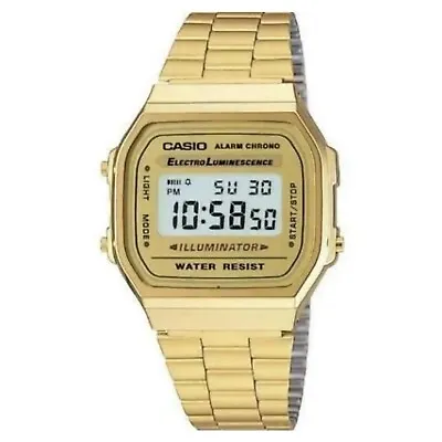 £13.99 • Buy Genuine CASIO Retro Classic Unisex Digital Steel GOLD Bracelet Watch- A168WG-9EF