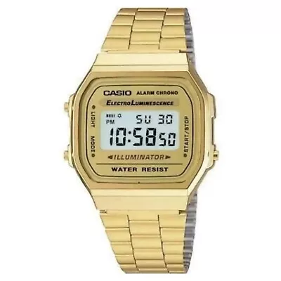 £13.99 • Buy Genuine CASIO Retro Classic Unisex Digital Steel GOLD Bracelet Watch- A168WG-9EF