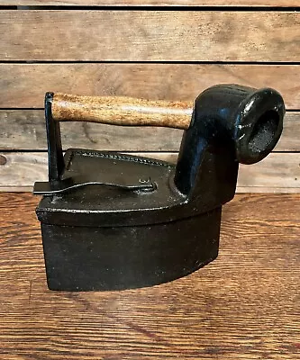 Antique Cast Iron Coal Iron With Wooden Handle • $40