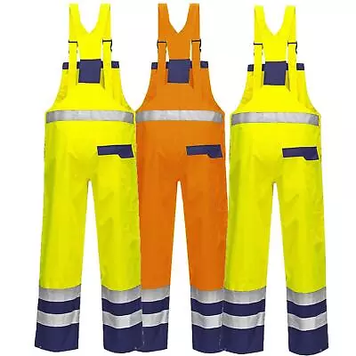 £28.99 • Buy Hi Vis Contrast Waterproof Overall Bib And Brace Dungarees Viz Workwear Jumpsuit
