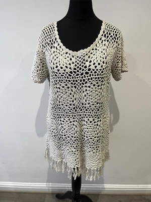 £9.99 • Buy Fat Face Crochet Tee Top Beach Cover Up Ladies Size M - Pics For Specs
