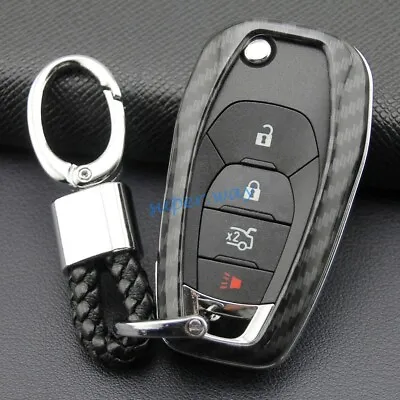 $24.55 • Buy Carbon Fiber Car Flip Key Fobs Ring Chain Case Shell Cover For Holden Cruze Trax