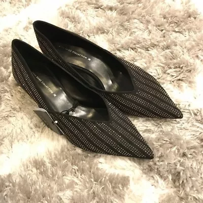 Zara SHINY V VAMP HIGH HEEL COURT SHOES-black-sz 7.5-NEW!-$100 • £42.42