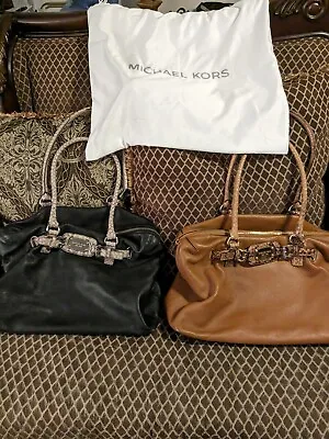Brown & Black Silver Michael Kors Hamilton Leather Weekender Bags Lot Euc • $125