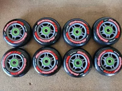 8 X INLINE ROLLERBLADE 80mm WHEELS 78a WITH BEARINGS AND SPACER BLADERUNNER • $99