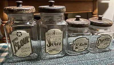 Vintage Anchor Hocking Canister Set Glass *RARE FULL SET* • $35