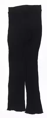 Zara Womens Black Polyester Jogger Leggings Size S - Ribbed Straight Leg • £5.75