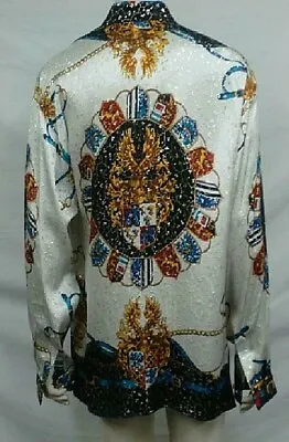 Vintage Mens Mikano Metallic Silk Shirt Style Saxon 9027 Last One Size Large • $399.99
