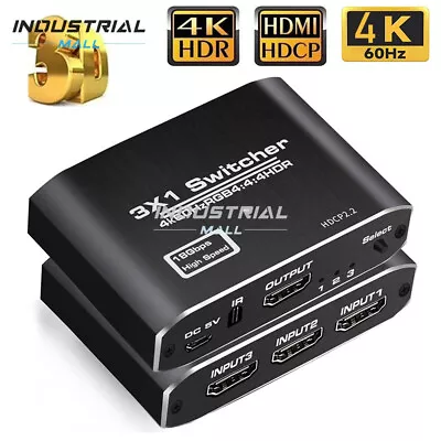 3 In 1 Out 4K@60Hz HDMI Switch 3 Ports HDMI Switcher Selector With IR Remote • $18.71