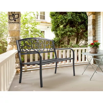 Vintage Garden Bench Outdoor Chair Patio Park Cast Iron Steel Weather-resistant • $170.95