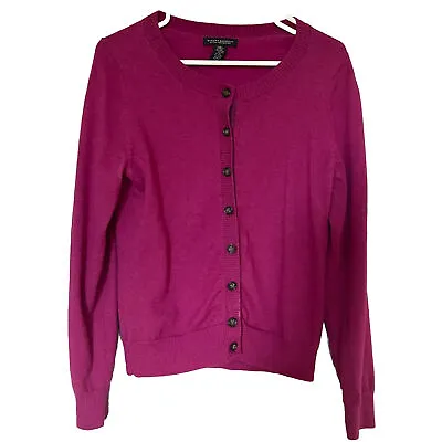 Banana Republic Medium Extra Fine Merino Wool Cardigan Sweater Purple Berry • $19.97