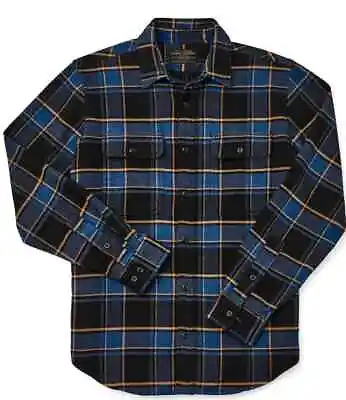 Filson Vintage Flannel Work Shirt 11010689 Black Cobalt Blue Royal Gold Thick CC • $79.99