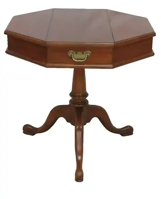 Henkel Harris Jefferson Black Cherry Octagon Flip Top Pedestal Center Side Table • $799