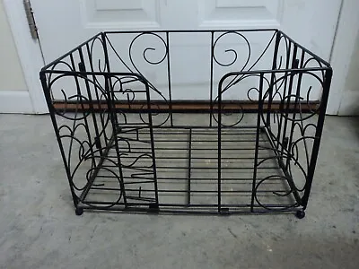 Vintage Primitive Country Newspaper Rack Holder Folding Black Metal Iron Style • $29.99