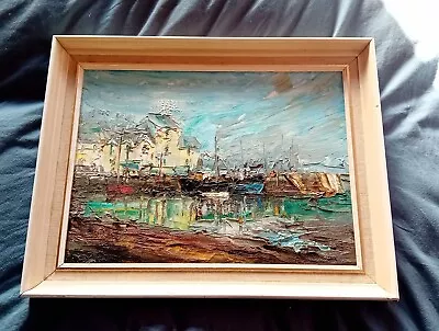 BRIXHAM HARBOUR?  Devon -  Rare Palette Knife Study Oil Painting  By Terry Burke • £165.25