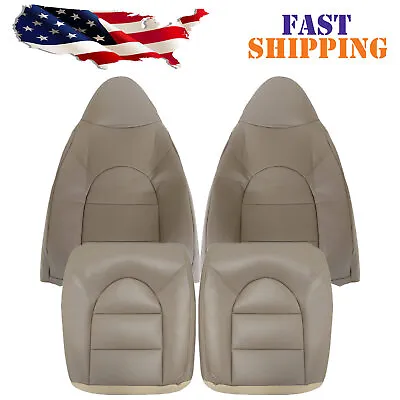 For 1999 2000 Ford F250 350 Lariat Driver & Passenger Leather Seat Cover Tan • $104.49