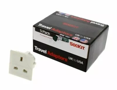 Pack Of 5 Uk To USA Canada Mexico Japan Flat Pin Travel Adaptors Plugs Inc Bag • £6.99