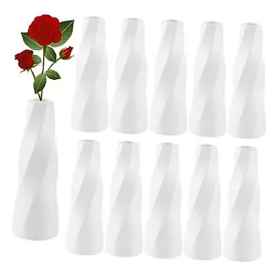 10 Pack White Vases 8 Inch Plastic White Bud Vases Bulk For Flowers Pampas  • $46.65
