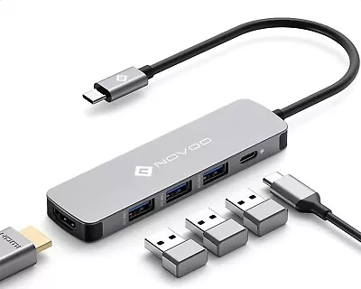 USB C Hub NOVOO 5-In-1 USB C Adapter With 4K USB C To HDMI Hub100W Power Deliv • $29.95