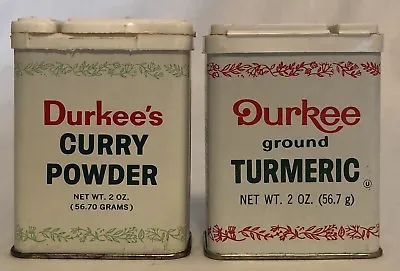 Durkee Spice Tin  Lot Of 2 Curry Powder Ground Turmeric Tins Vintage • $8