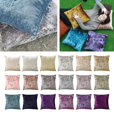 Crushed Velvet Cushion Covers Throw Sofa Pillow Cases Cover 16  18  20  22  24  • £4.94