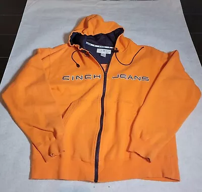 Cinch Jeans Sweatshirt Orange Full Zip Hoodie Jacket Embroidery Western Wear SzM • $21.50