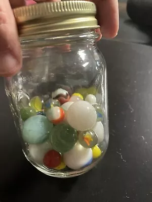 Vintage Marbles 1/2 Mason Jar Full With Lid • $16