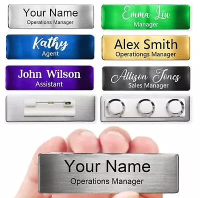 Custom Engraved Name Tag Badges Sweater Clips Personalized Stainless Steel Id... • $12.21