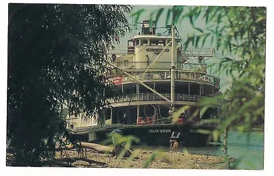 Steamboat DELTA QUEEN Ties Up On Sandy Bank Ohio And Mississippi Rivers Postcard • $5.99