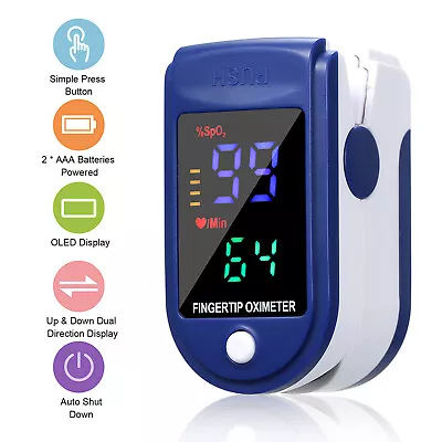 Pulse Oximeter Finger Blood OxygenSaturation Monitor SpO2 Heart Rate Measure-- • $2.99