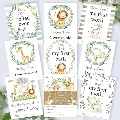 Jungle Baby Milestone Cards • Baby Shower Gift • New Baby Gift • Boy Girl • £5.99