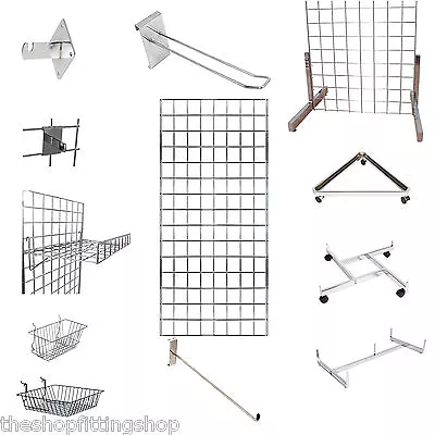 Gridwall Mesh Display Panels Chrome Accessories Hooks Basket Retail Shopfitting  • £0.99