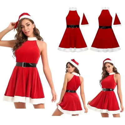 Women's Fancy Dress Up Halloween Dress And Santa Hat With Belt Masquerade • $9.01