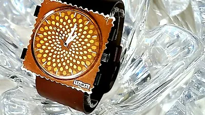 S.T.A.M.P.S Square Brown/White  Silver Brown Leather Band Watch  (352) • $19