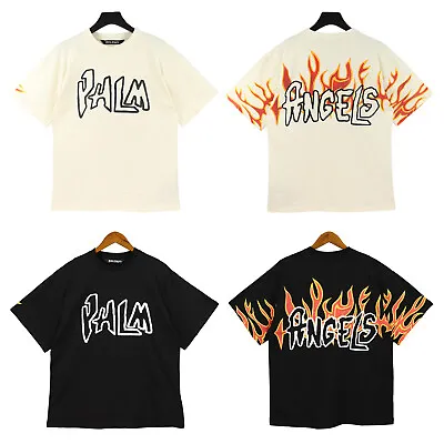 Unisex Flame Print Embroidery T-Shirt Fashion Casual Street Vintage Short Sleeve • $29.99