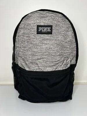 Pink Victoria's Secret Gray Marl Black Backpack School Campus Laptop Bag • $25