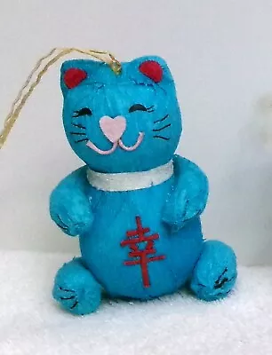Maneki-neko Japanese Lucky Cat Christmas Ornament Red - Blue Or Black New • $9.95