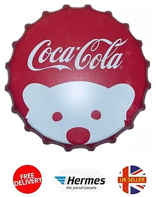 £9.97 • Buy Coca Cola Polar Bear Retro Bottle Top 30cm Memorabilia For Man Cave Garage Bar