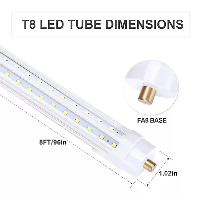 8 Foot Led Shop Light 90W 65W 45W 8FT FA8 T8 T12 Single Pin 8' Led Tube Light • $69.71