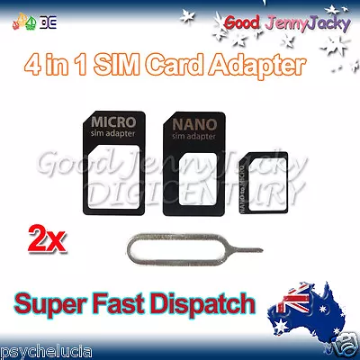 2x SIM Card Adapter Kit 4 In 1 Nano Micro Standard Size Converter For IPhone5/4 • $3.26