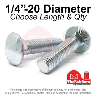 1/4 -20 Grade 5 Full Thread Round Head Carriage Bolts Zinc (Pick Length & Qty) • $9.41