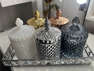 Stylish Decorative Crystal Candy Glass Jar With Lids (8 X 9 X 17cm) • £10