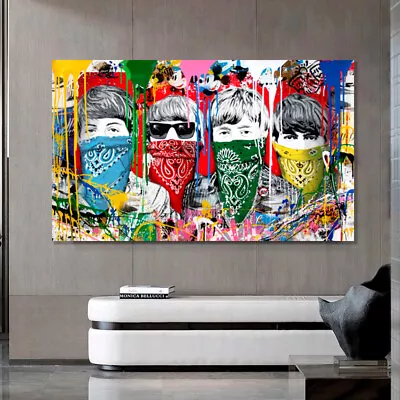 The Beatles Print On Stretched Canvas Prints Grafitti Abstract Urban Art Decor • $51.45