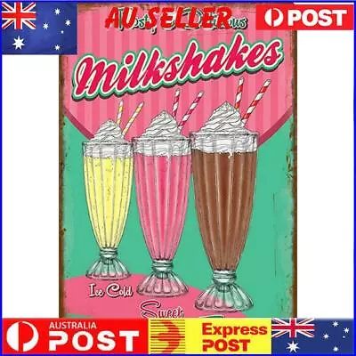 Ice Cream Metal Vintage Tin Painting Flat Tin Sign Wall Poster Bar Decor 20x30cm • $9.79