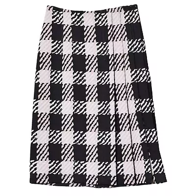MARNI 4-US 40-IT Light Pink Black Plaid Pleated Knit Jacquard Skirt NWT • $683.40