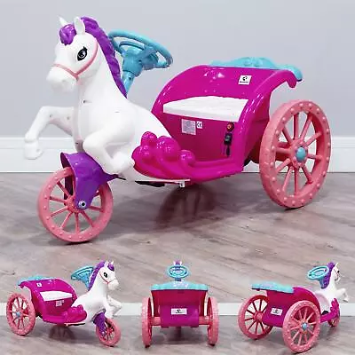 £89 • Buy RiiRoo Princess 6V Unicorn Style Horse & Carriage Ride-on Toy Battery Operated
