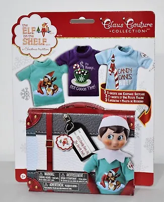 $25 • Buy The Elf On The Shelf Claus Couture Collection 3 Shirts & Keepsake Suitcase