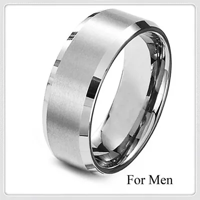 His Hers Stainless Steel & Titanium Wedding Band Ring Set Jewelry Size 6-10 • $1.46