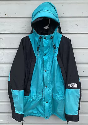 VTG 80s 90s The North Face Aqua/black GORETEX Mountain Parka Jacket Mens Lg USA • $20.76